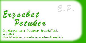 erzsebet petuker business card